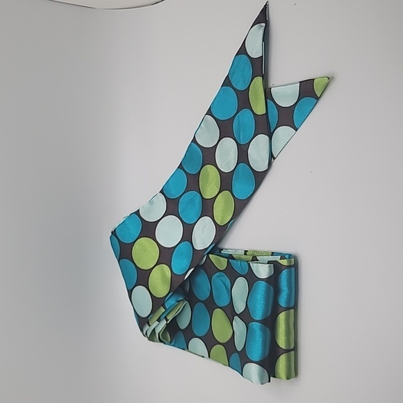 Blue Brown Green Head Scarf Twilly - Picture 2 of 3